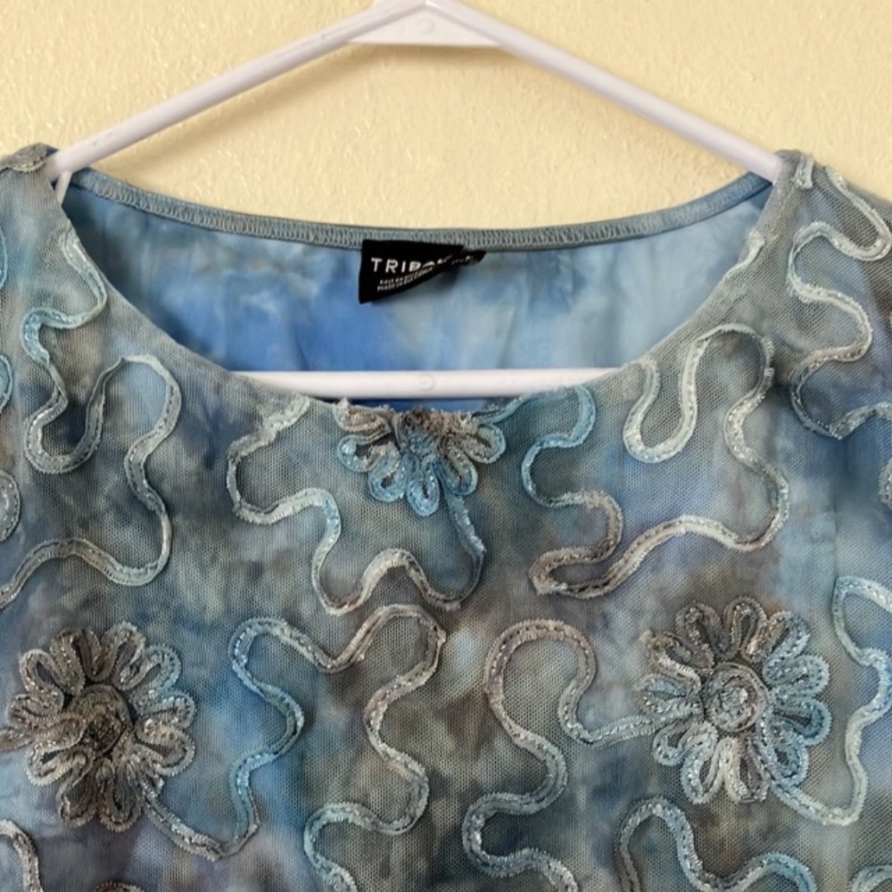 Tribal Brand mesh overlay sleeveless top